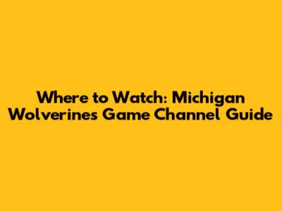 Where to Watch: Michigan Wolverines Game Channel Guide