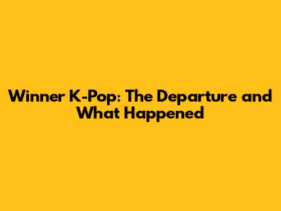 Winner K-Pop: The Departure and What Happened