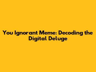 You Ignorant Meme: Decoding the Digital Deluge