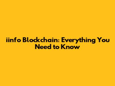 iinfo Blockchain: Everything You Need to Know
